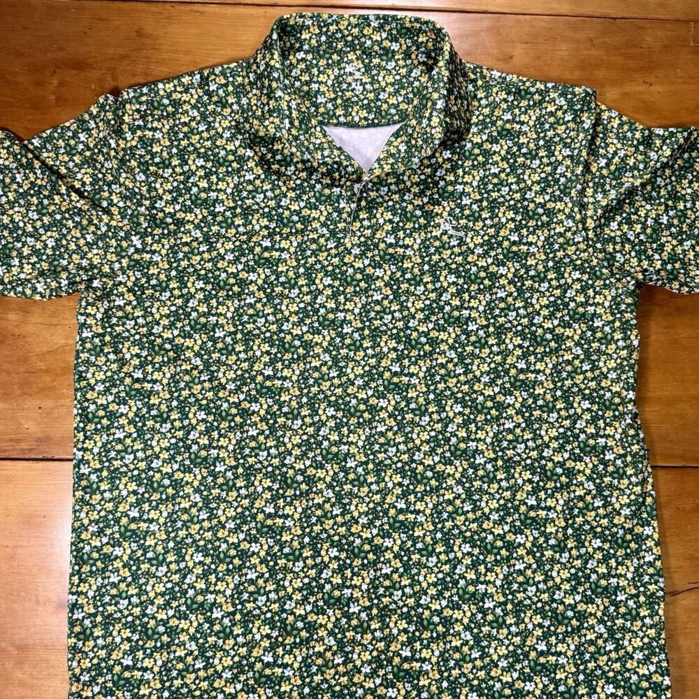 Rhoback Performance Polo The Yellow Jasmine Floral Azalea Collection Men's XL